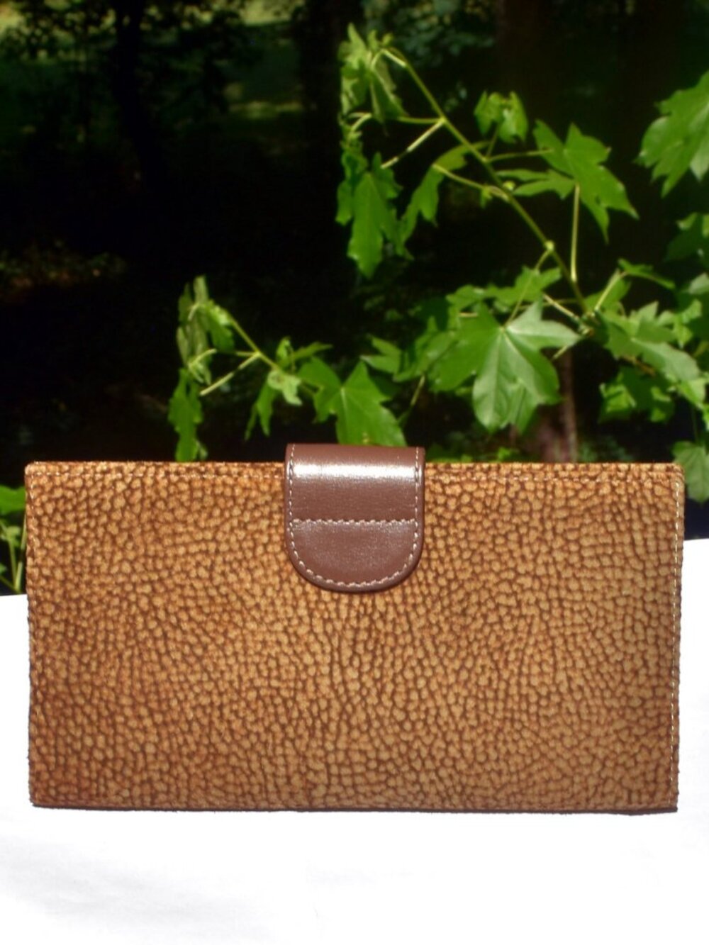 Borbonese Redwall OP Long Wallet Vintage Italian Leather Occhio di Pernice Brown - Picture 3 of 7